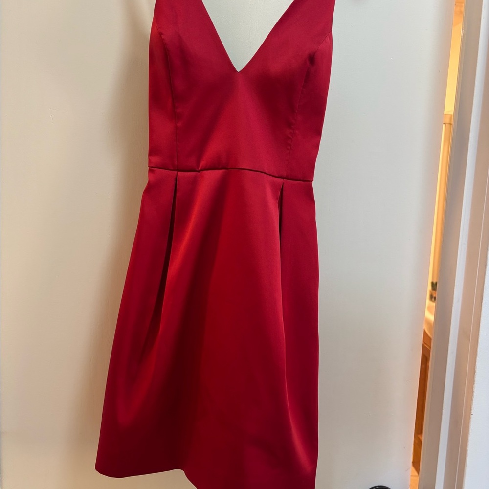Topshop Red V-Neck Mini Dress